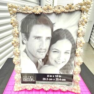 Ornate Pearl and Rhinestone Embellished Silver 8"x10" Studio Decor Picture Frame